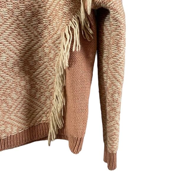 Madewell Fringe Reverse-Diamond Pullover Sweater Mauve/Rosey Pink- Size Medium - Picture 5 of 8
